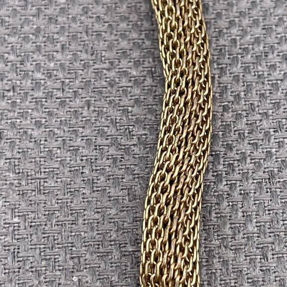 Stella & Dot Helena Statement Necklace Crystals Mesh Chain Gold Tone 17"-21" - Picture 8 of 9